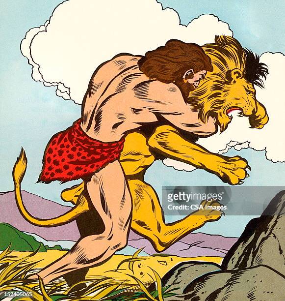 mann offensiver lion - rough housing stock-grafiken, -clipart, -cartoons und -symbole