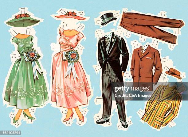 paper doll clothes - dress stock illustrations