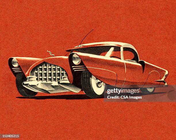 stockillustraties, clipart, cartoons en iconen met vintage rust car - oldtimerauto