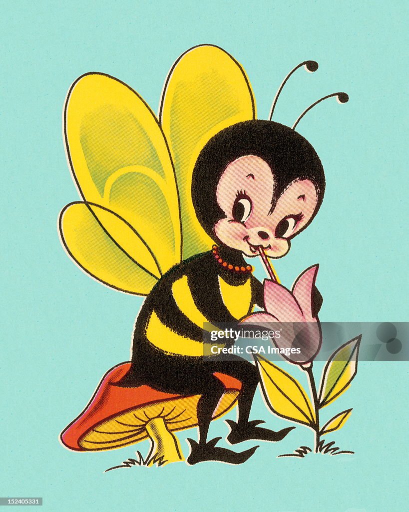 Bee Holding Flower