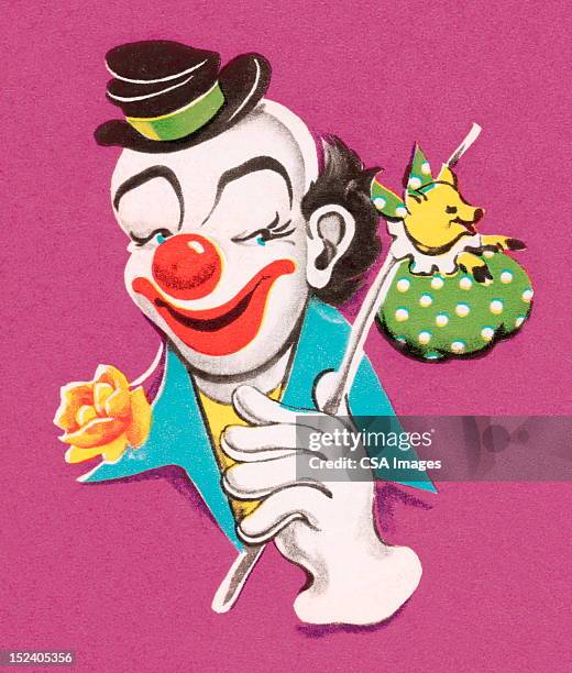 hobo-clown - happy clown faces stock-grafiken, -clipart, -cartoons und -symbole