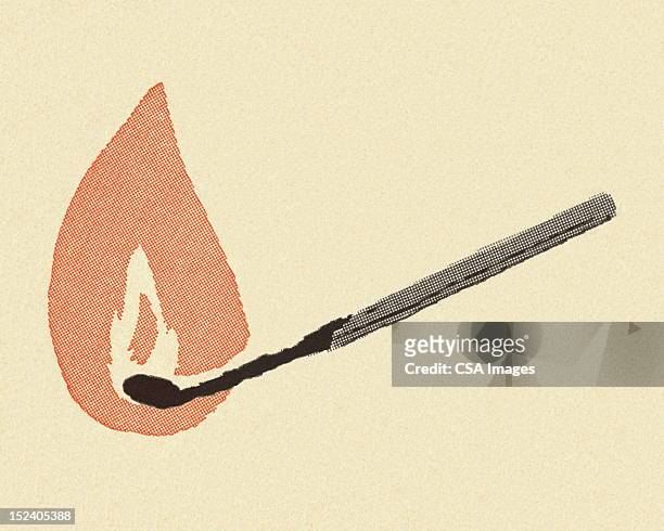 lit match - matchstick stock illustrations