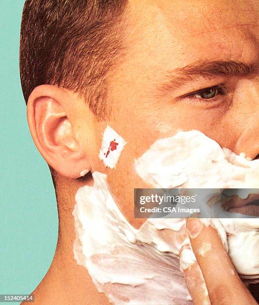 stockillustraties, clipart, cartoons en iconen met man shaving - wang