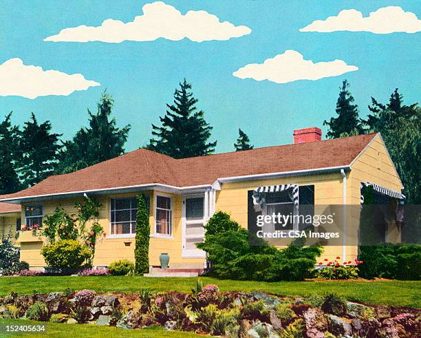 house in the suburbs - suburban stock illustrations