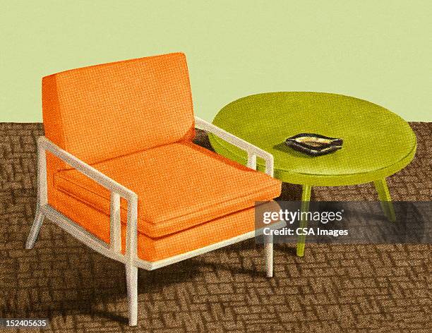 table and chair - ashtray stock illustrations