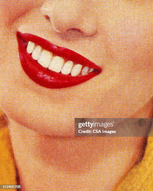 smiling woman wearing red lipstick - 美麗的人 幅插畫檔、美工圖案、卡通及圖標