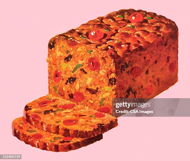 sliced fruitcake - fruitcake stock illustrations