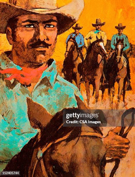 cowboy portrait - cowboys stock illustrations