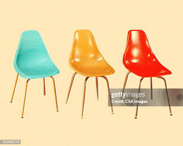 three vintage chairs - chair stock illustrations