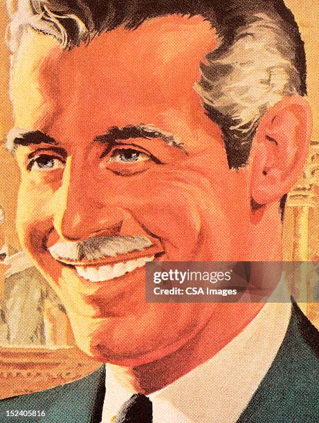 smiling mustache man - man smiling teeth stock illustrations