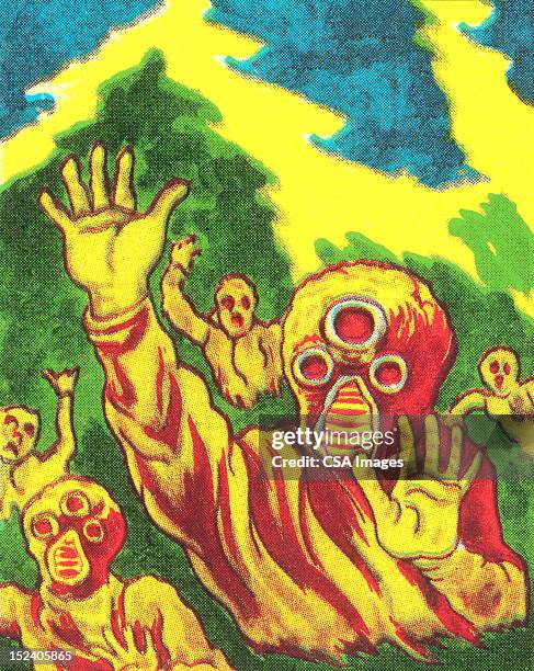 alien monsters - space invaders stock illustrations