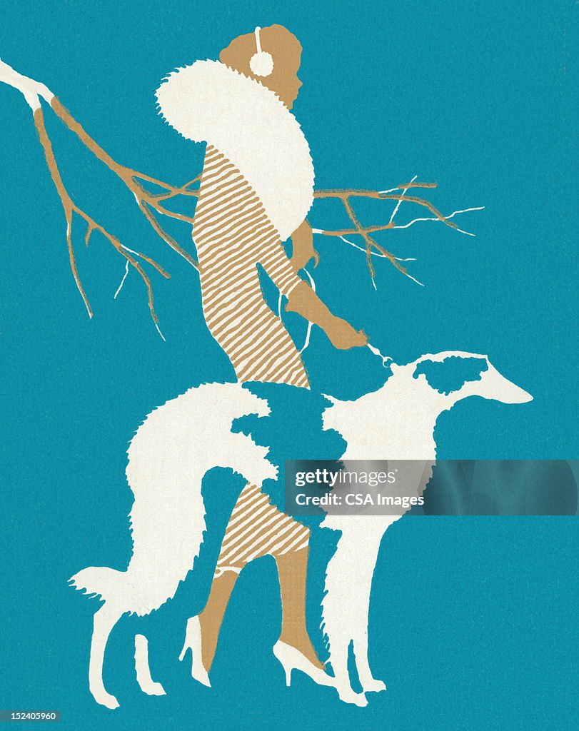 Woman With Borzoi Dog