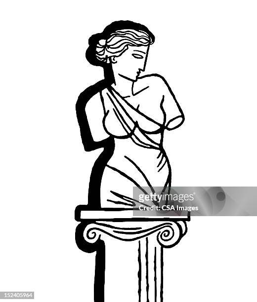 statue on pedestal - female statue stock illustrations