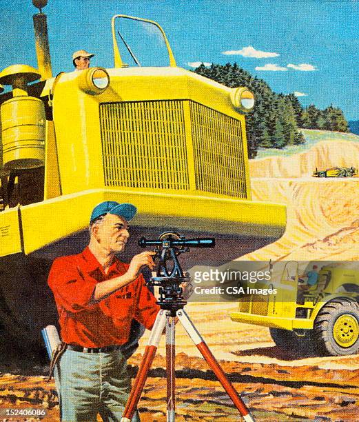 male surveyor - mining hats stock illustrations