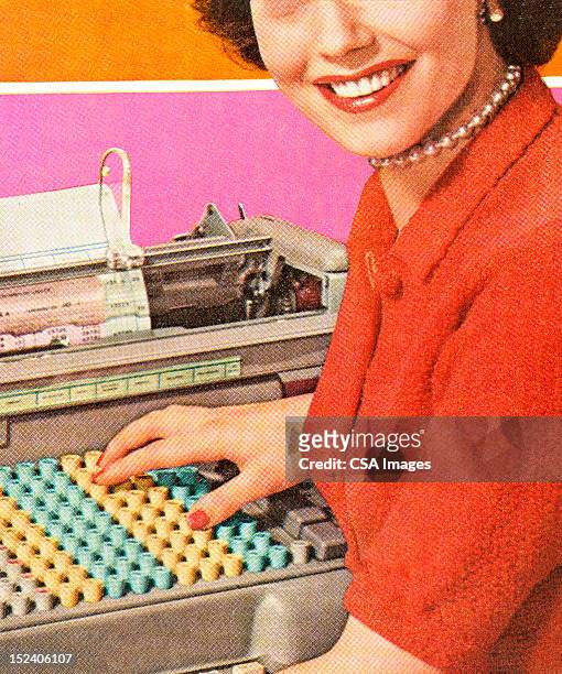 woman with adding machine - secretary stock illustrations