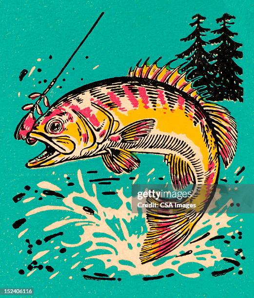 fish - fish jumping stock illustrations