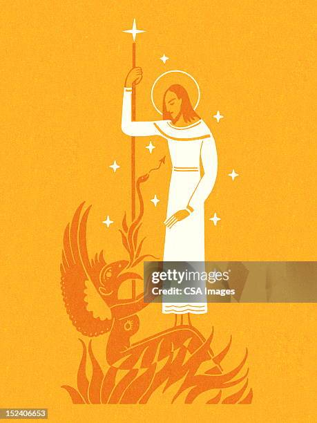jesus with the devil - devil stock illustrations