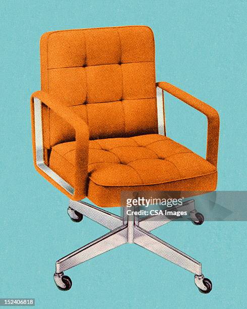 orange vintage office chair - office chair stock illustrations