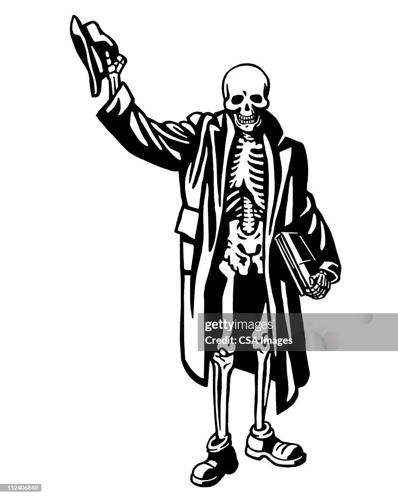 Skeleton With Hat and Coat