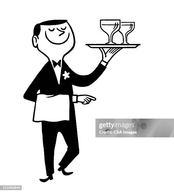 kellner tragen getränke - bartender stock-grafiken, -clipart, -cartoons und -symbole