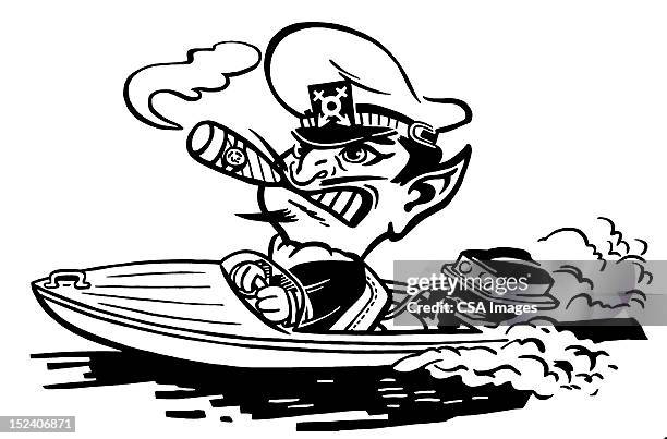 devil boat captian - cigar smokers stock illustrations