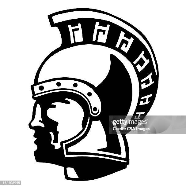 trojan warrior - trojan helmet stock illustrations