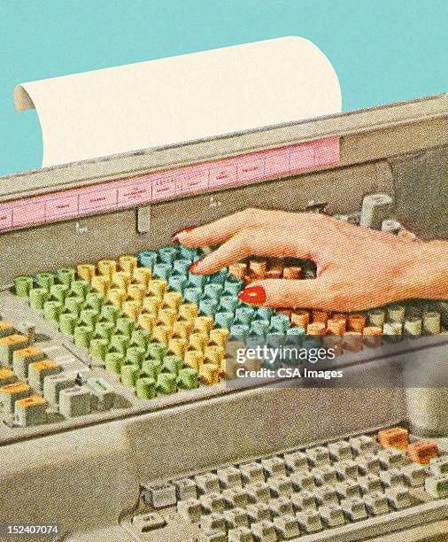 woman's hands on keys - typing stock illustrations