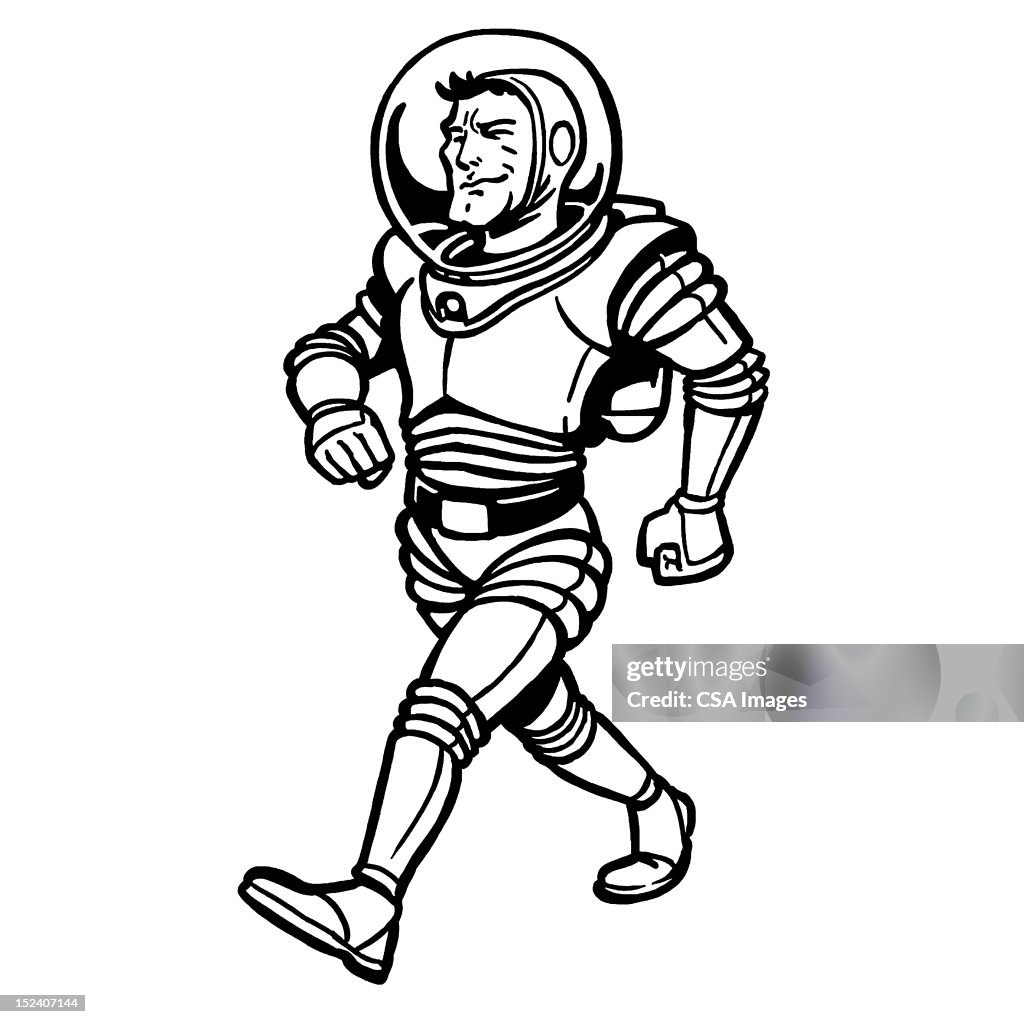 Man Walking in Space Suit