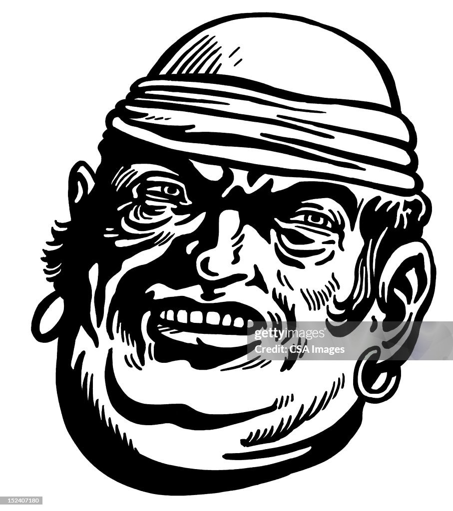 Angry Man Wearing Hat and Earrings
