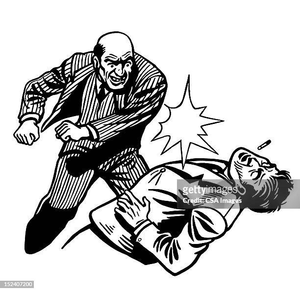 bald man punching another man - punch stock illustrations