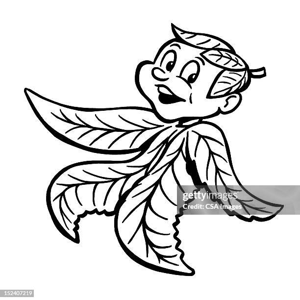 leaf boy - glance stock illustrations