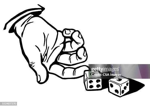 hand rolling dice - throwing dice stock illustrations