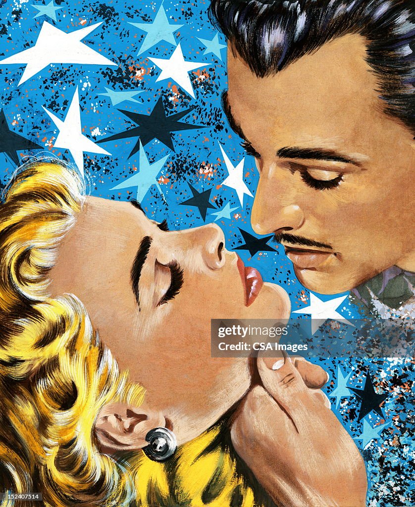 Man About To Kiss Blonde Woman
