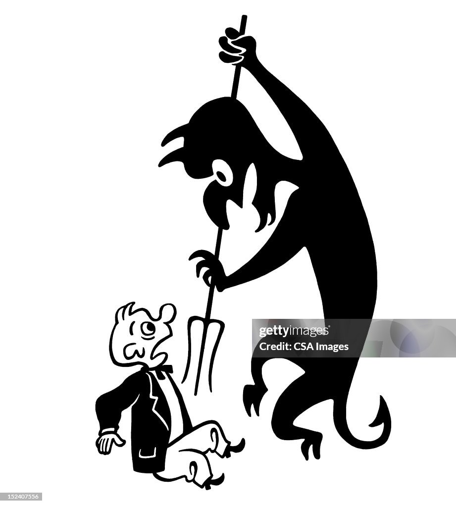 Homem assustado e Devil