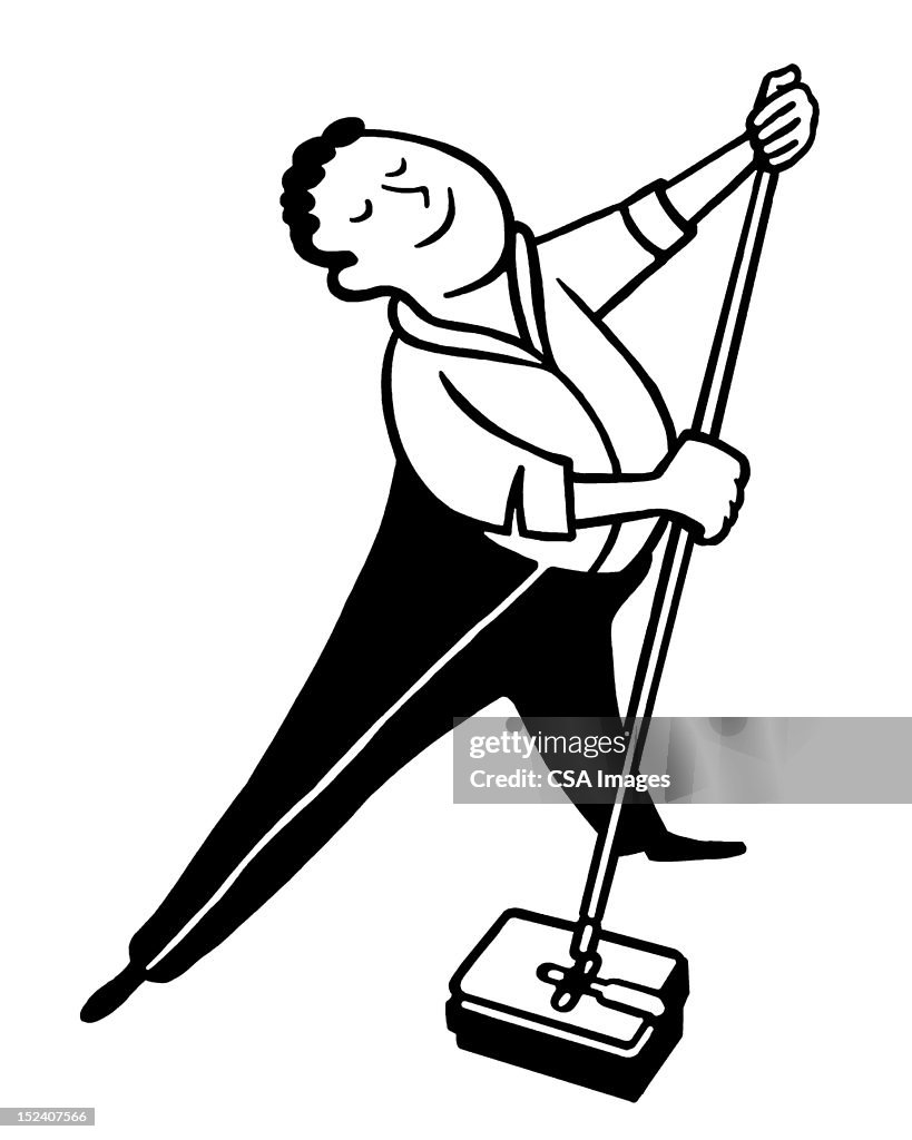 Happy Man Sweeping