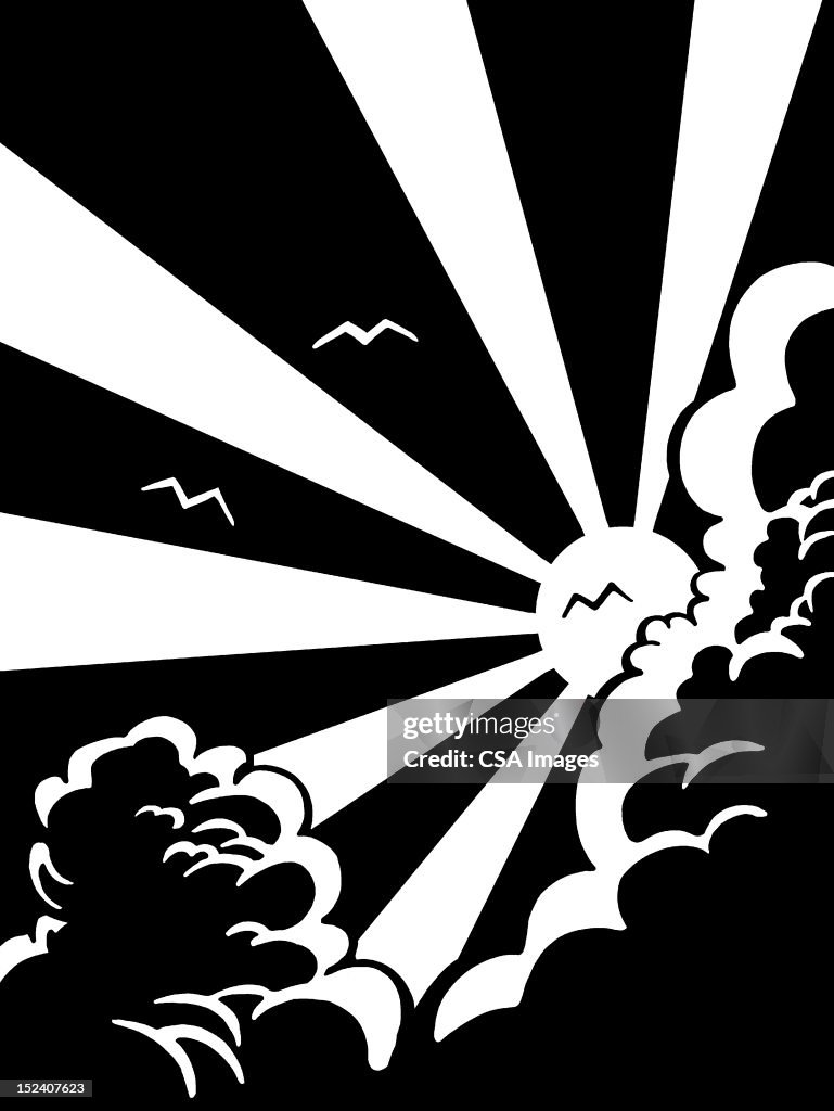 Sun With Five Rays Sun Rays Behind Cloud High-Res Vector Graphic - Getty Images