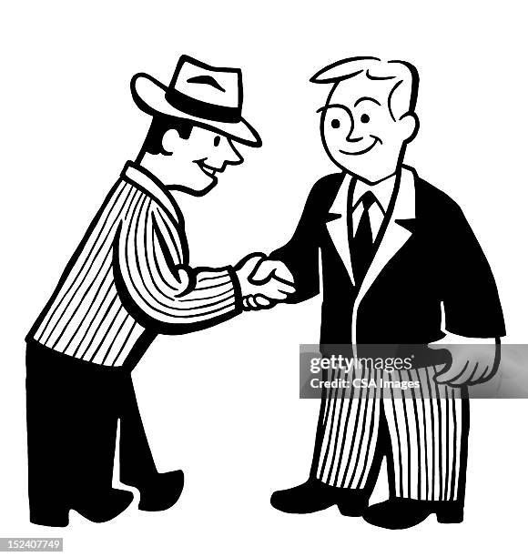 two men shaking hands - two people talking studio stock illustrations