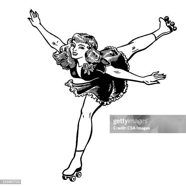 woman rollerskating - roller skating stock illustrations