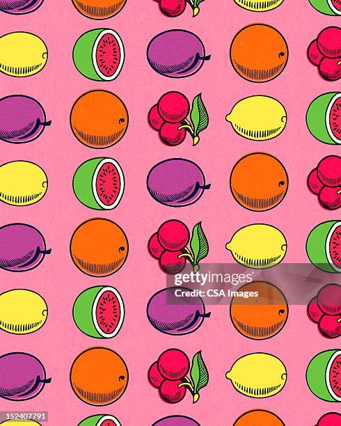 slot machine fruit - watermelon pattern stock illustrations