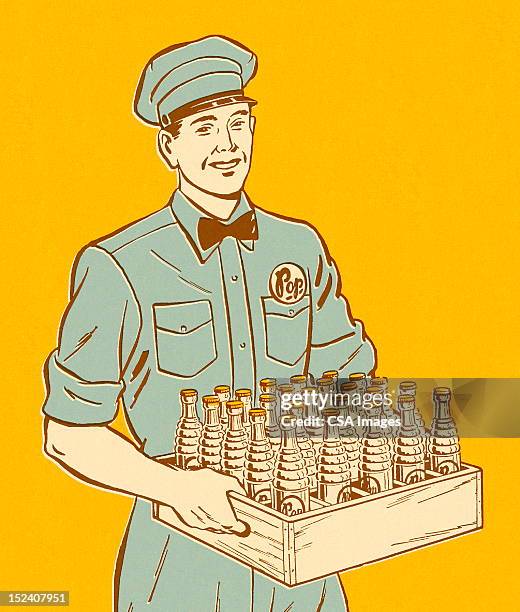 pop delivery man - factory worker happy stock illustrations