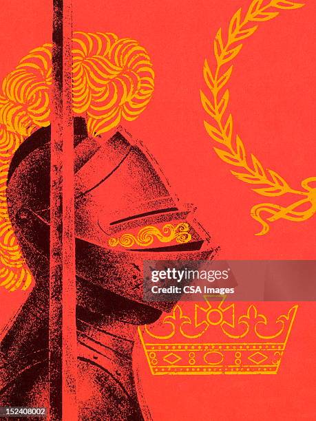 stockillustraties, clipart, cartoons en iconen met suit of armor and crown - harnas