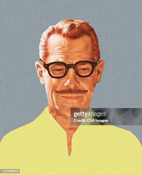 mustache man wearing glasses - ginger glasses stock illustrations