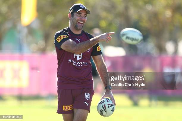 Assitant coach Cameron Smith during a Queensland Maroons State of Origin training session at Sanctuary Cove on July 08, 2023 in Gold Coast, Australia.