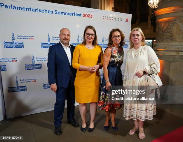 July 2023, Hamburg: Carola Veit , President of the Hamburg Parliament, Mareike Engels , First Vice President of the Hamburg Parliament, and Frank...