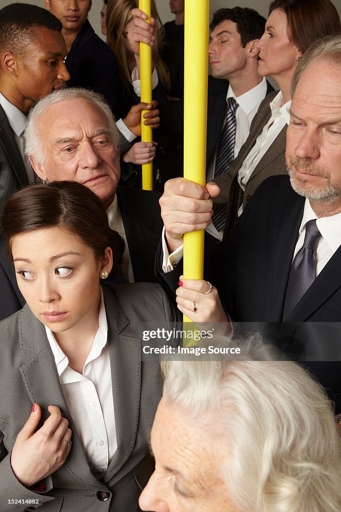 Crowded subway train