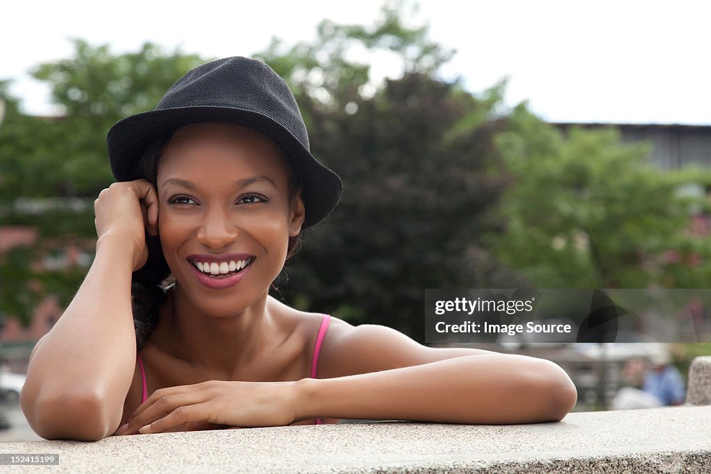 Young woman wearing a hat