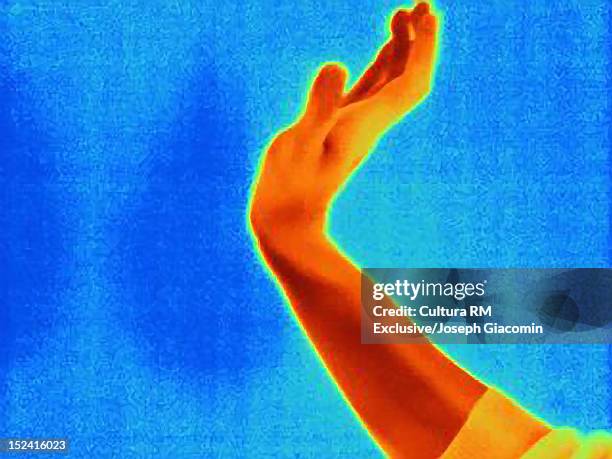 thermal image of hand - image infrarouge photos et images de collection