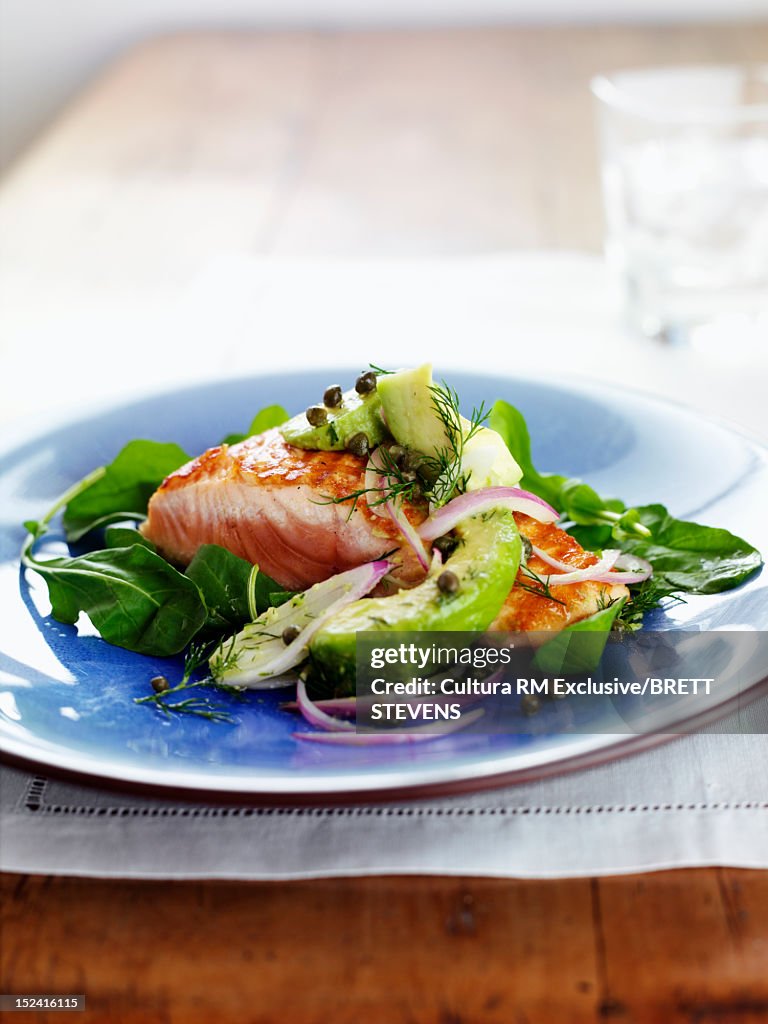 Plate of fish and vegetables