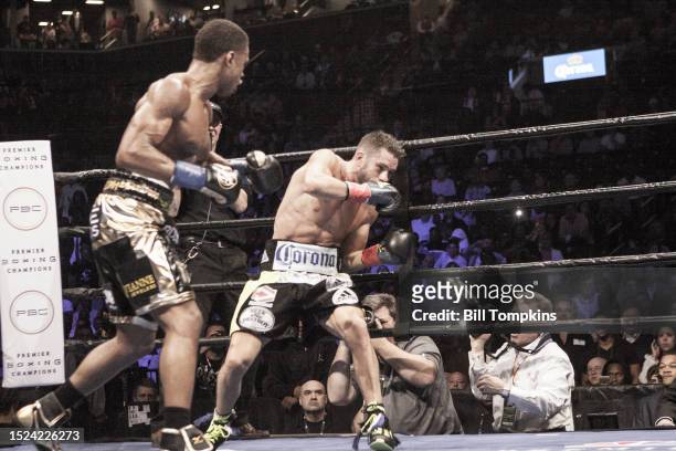 April 16: Errol Spence Jr defeats Chris Algieri by TKO on April 16th, 2016 in Brooklyn.