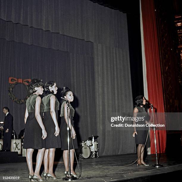 Singer Patti La Belle and The Bluebelles perform at Murray The K's Big Holiday Show at the Brooklyn Fox Theater on December 29, 1964 in New York...